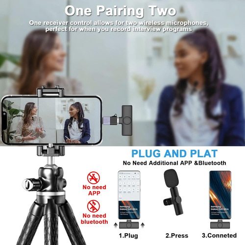 Micrófono De Solapa Inalámbrico Lavalier Para iPhone/iPad/an
