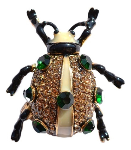 Qualidade Decorativo Strass Joaninha Bonito Broche Cor Ouro