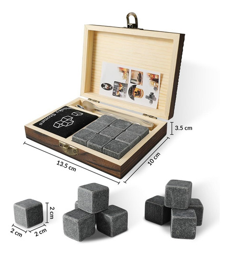 Juego De 9 Piedras Y Bolsa Reutilizables Para Whisky Pinzas