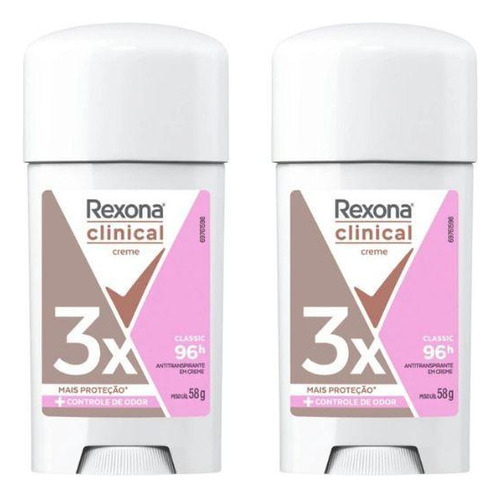 Desodorante Rexona Creme Clinical 58g Feminino Classic - 2un