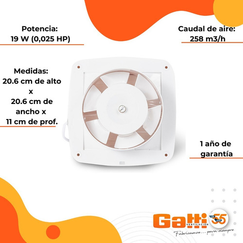 Extractor De Aire Baño Cocina 6 (15 Cm) Motor Poten. Gatti