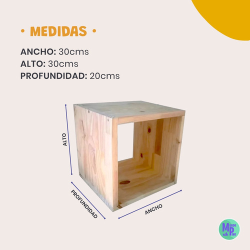 Imagen 2 de 6 de Cubo Estante Madera Flotante 30x30x20 X2 Unidades - Mp