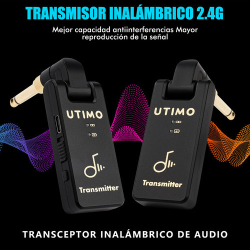 2.4g Inalámbrico Recargable Guitarra Transmisor Receptor Set