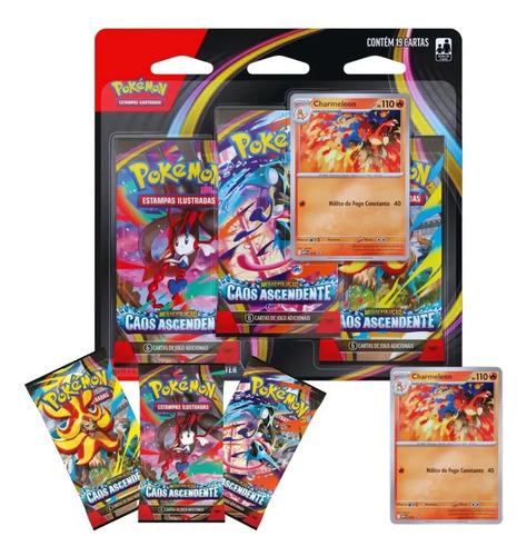 Blister Triplo Caos Ascendente Megaevolução Charmeleon Copag Pokémon Estampas Ilustradas Português