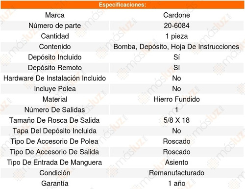 1 Bomba Direccion Hidraulica K20 Pickup L6 4.1l 1968 Al 1972 (Reacondicionado)