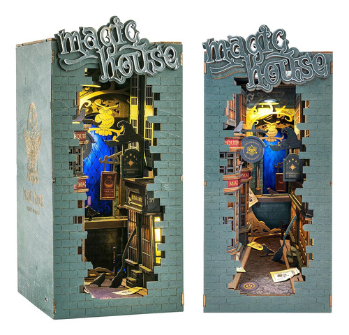 Diy Book Nook Kit 3d Puzzle De Madera, Estantería Inse...