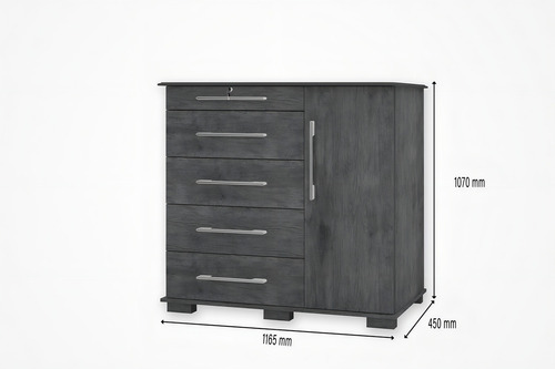 Comoda 5 Gavetas 1 Porta Detroit New J&a Móveis Fd