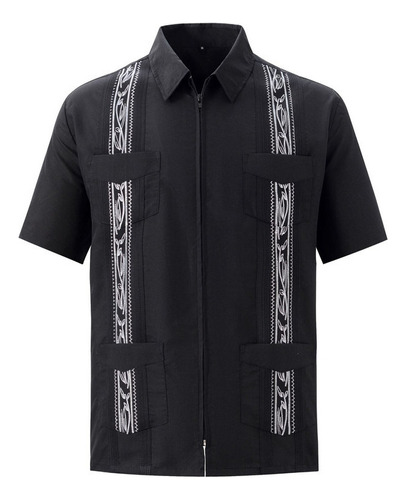 Camisas De Guayabera Cubana De Manga Corta Para Hombre Con B