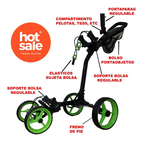 Imagen 2 de 7 de Carro Manual Golf 4 Ruedas Powerbilt 30% Off Imperdible