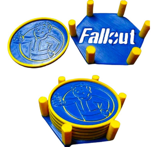 Posavasos 3d Fallout  Vault Boy X 5 Con Base Locomondo3d