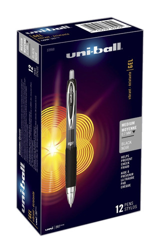12 X Uni-ball Uni-ball 207 Retractable Gel Pens, Medium...