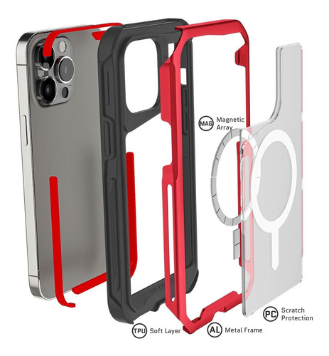 Funda Ghostek Atomic Para iPhone 14 Pro Max Aluminio Tra Roj