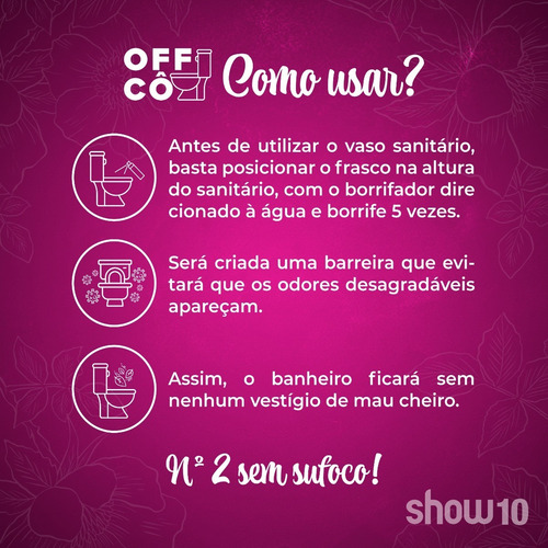 Imagem 3 de 3 de 2 Neutralizador De Odores Sanitários Floral 60ml Offcô