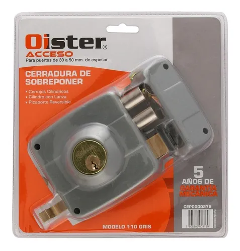 Cerradura Sobreponer Oister 110 Gris