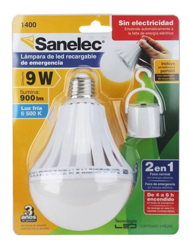 Imagen 2 de 4 de Foco De Emergencia 9w Luz Blanca 900 Lumen