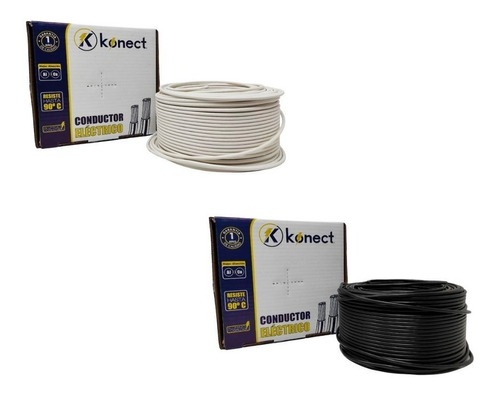  Kit Cable Konect Calibre 8 2pzas Blanco Y Negro 100 Metros 