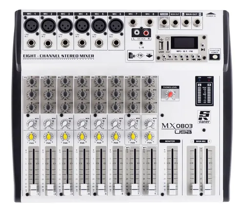comprar Mesa De Som Staner Mx 0803 Usb 6 Canais Bt Aux Phantom Power