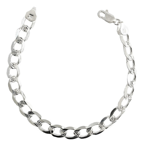 Esclava Hombre Pulsera Cubana Diamantada Plata 925 8 Mm