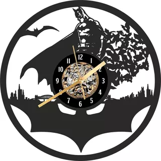 Reloj De Pared Batman Calado En Madera Deco Negro