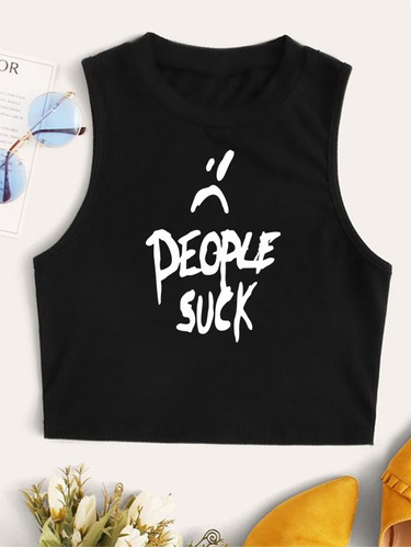 Top People Suck Crop Remera Corta Dark Aesthetic Kawaii 