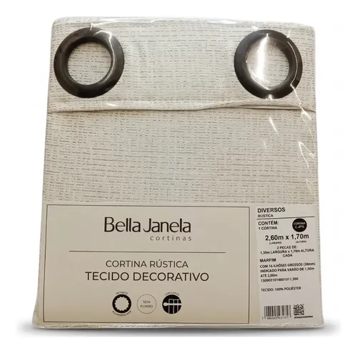 Cortina Rústica Bella Janela Elegante 2,60x1,70m Sortida