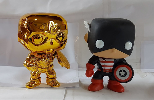 Funko Pop U.s. Agent Y Capitán América Gold Chrome Sin Cajas