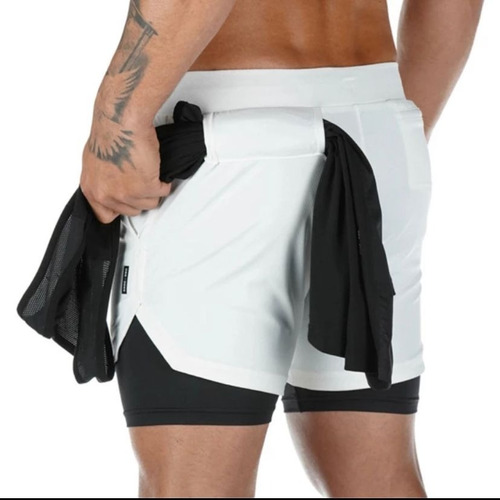 Shorts Deportivo Hombre + Calza Compresora 2 En 1