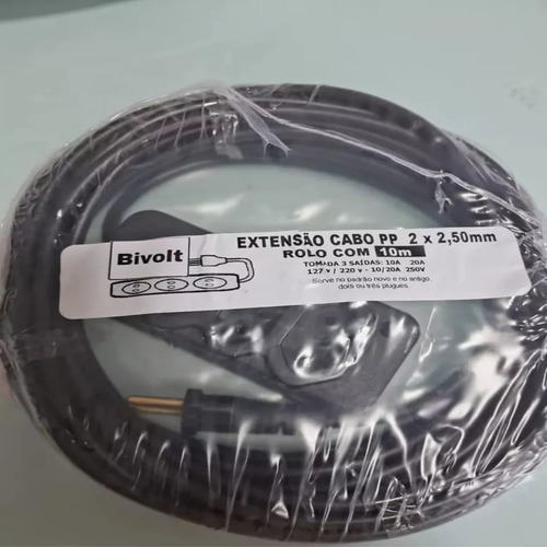 Extensão 5 Metros Grossa Cabo Pp Fio 2x2,5mm Tomada Tripla