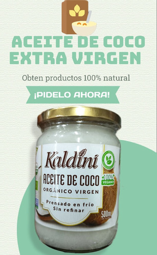 Aceite De Coco, Prensado Al Frio, 100% Orgánico.