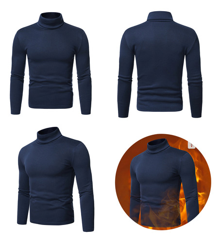 Camisa Hombre Playera Manga Larga Cuello Alto Con Base Sól