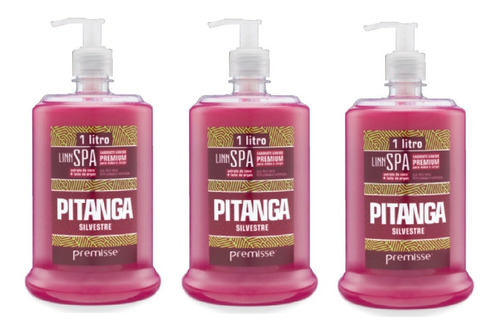 3 Sabonete Liquido Linha Premium Pitanga Linn Spa Frasco 1 L