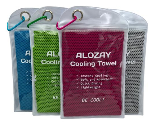 Paquete De 4 Toallas Refrescantes Para Cuello Y Cara Multicolor (azul, Verde, Rojo Rosa, Gris)