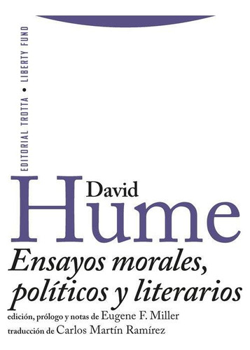 Libro: Ensayos Morales, Políticos Y Literarios. Hume, David.