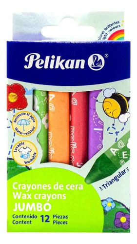 Crayones Jumbo Triangulares  Caja Con 12 Piezas Pelikan