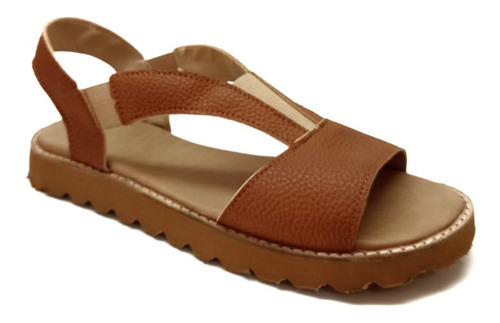 Sandalias De Mujer Elastico Bajas De Cuero Alta Base De Goma