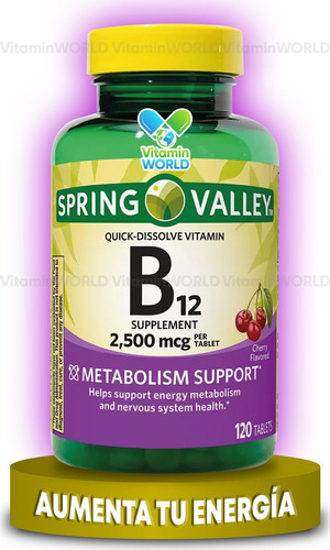 Vitamina B12 Cianocobalamina Pura 2500mcg 120 Tabletas