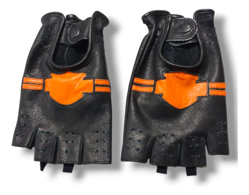 Guantes Cortos Cuero Harley Mitones Conducir Moto 