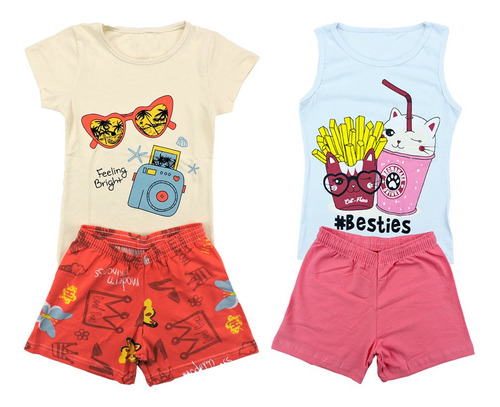 Imagem 2 de 7 de Kit 4 Conjunto Infantil Menina Premium 10/12/14 Anos