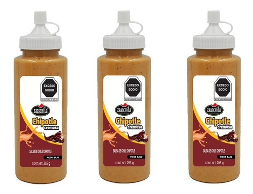 Salsa Chipotle Cremosa Zaaschila Tipo Casera Aderezo 3-pack