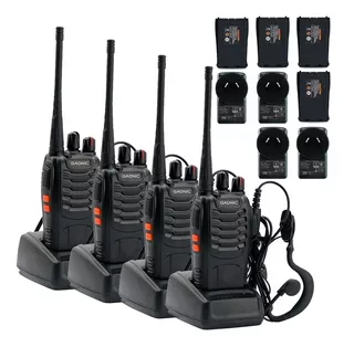 Handy Radio Uhf 16ch Manos Libres Vox Gadnic Kit X 4 Handies Color Negro