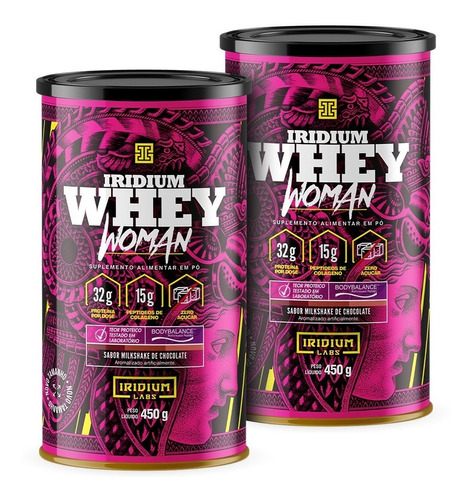 Kit 2x Whey Protein Woman Body Collagen 450g - Iridium Labs Sabor Milk Shake Chocolate