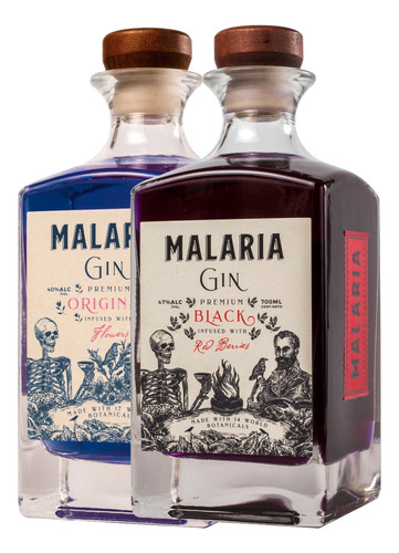 Gin Malaria Black 700ml + Gin Malaria Original 700ml 