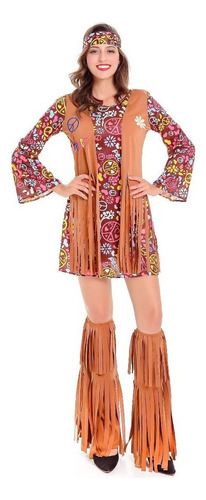 Disfraz De Hippie Con Flecos De Cosply For Halloween Mujer
