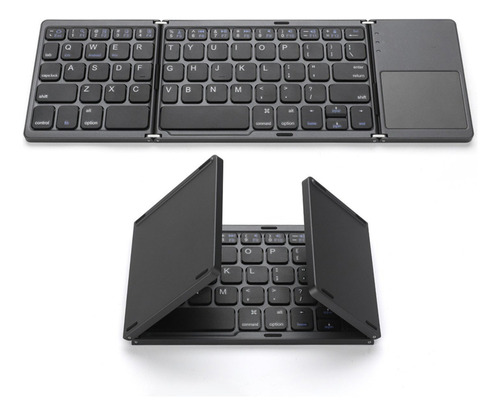 Mini teclado Bluetooth dobrável portátil ultrafino K, cor preta