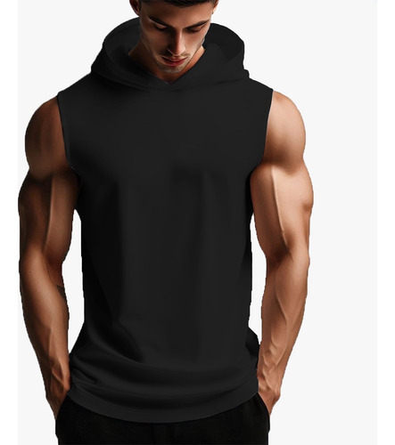 Playera Hombre Sin Mangas Con Capucha, Regular Fit