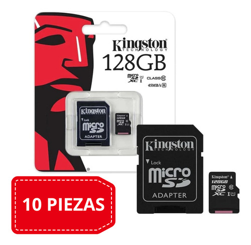 Paquete De 10 Memorias Kingston Micro Sd 128gb + Adaptador