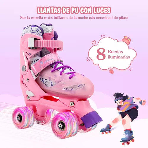 Patines De 4 Ruedas Ajustable Niños Niñas Con Luces Bolsa