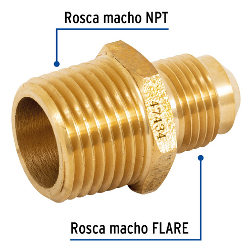 Niple Terminal 3/8 X 1/2´ Laton Conector Tubo Manguera 47434