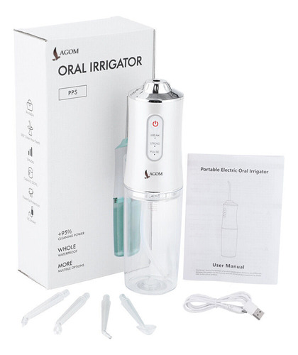 Irrigadores Bucales Orales Lagom Qa-001 Limpiador Eléctrico Rociador De Agua Dental Recargable 220ml 3 Modos 120psi Impermeable Ipx7 Giratorio 360° Con 4 Boquillas 1400 Veces Por Minuto 25dias De Uso