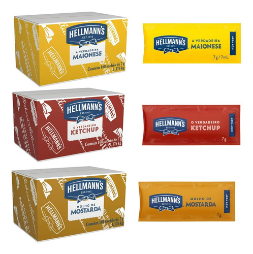 Kit Hellmanns Maionese, Ketchup E Mostarda Cx 504 De 7g